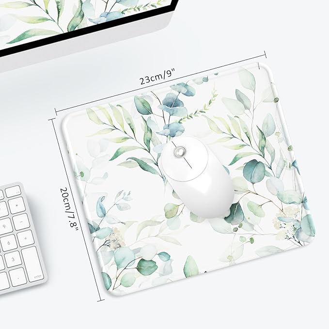 eulps Mouse Pad with Stitched Edge, Multiple Patterns Computer Mouse Pads with Non-Slip Rubber Base, Washable Cloth Mousepad, for Gaming, Laptop, PC (Leaves)