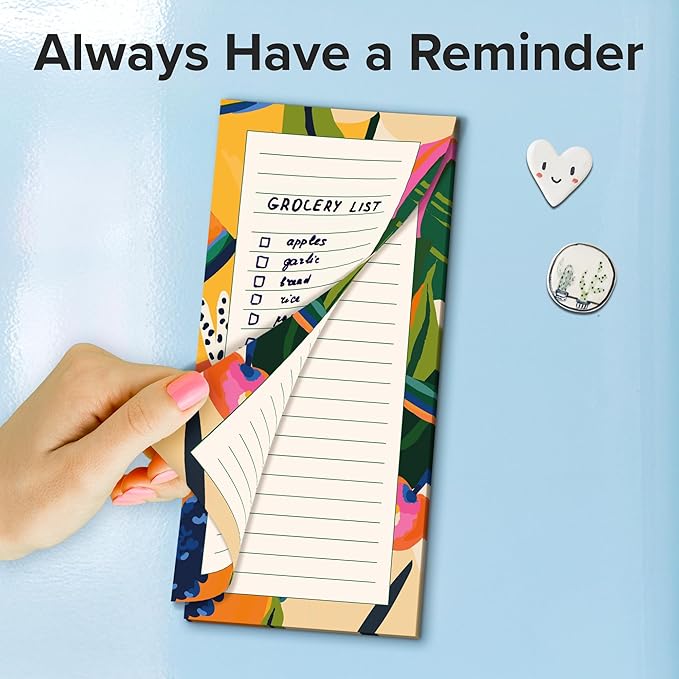 X-bet MAGNET Magnetic Notepads for Refrigerator 4 pack 50 sheets, 70g double gummed paper with color printing