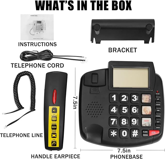 New Multifunctional Desktop Phone for The Elderly, with Photo Storage, Quick Dialing, Large Display Screen, Large Buttons, Adjustable Ringtone, Large Indicator Light,Hands Free Function