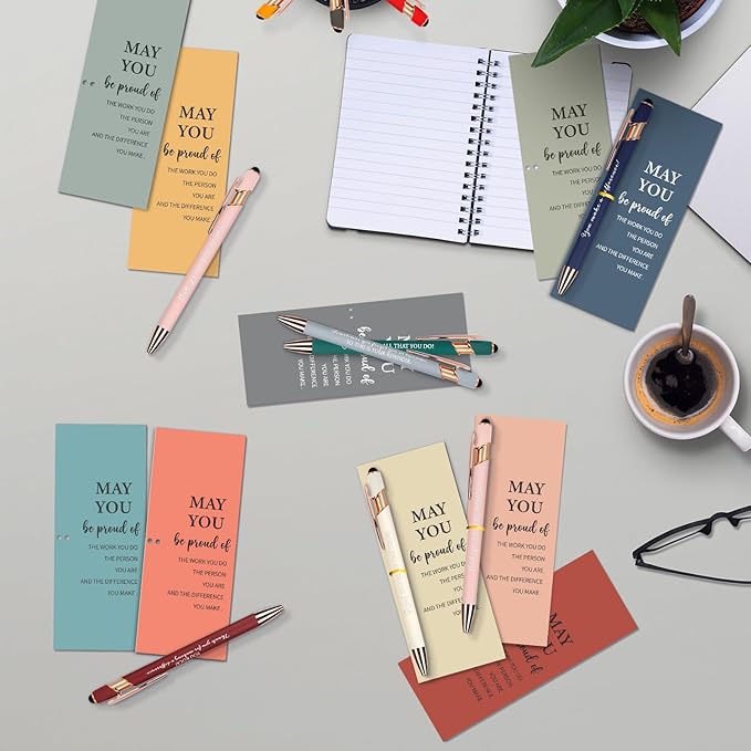 30 Set Employee Appreciation Ballpoint Pens with Inspirational Stylus Tips Cards Team Thank You for Coworkers Team Nurse Teacher Staff Favors