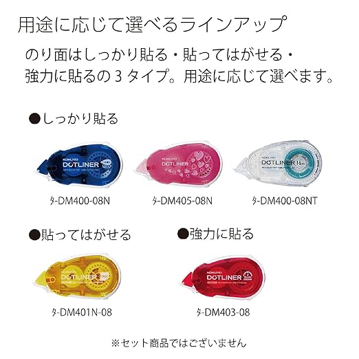 KOKUYO Glue Tape Refill for Scrapbooking, 3 Pack 52.5 Ft x 0.33 in Double Sided Tape Roller for Crafts, Blue Dot Pattern Tape Runner, Adhesive Scrapbook Supplies. Japan Import (TA-D400-08NX3)