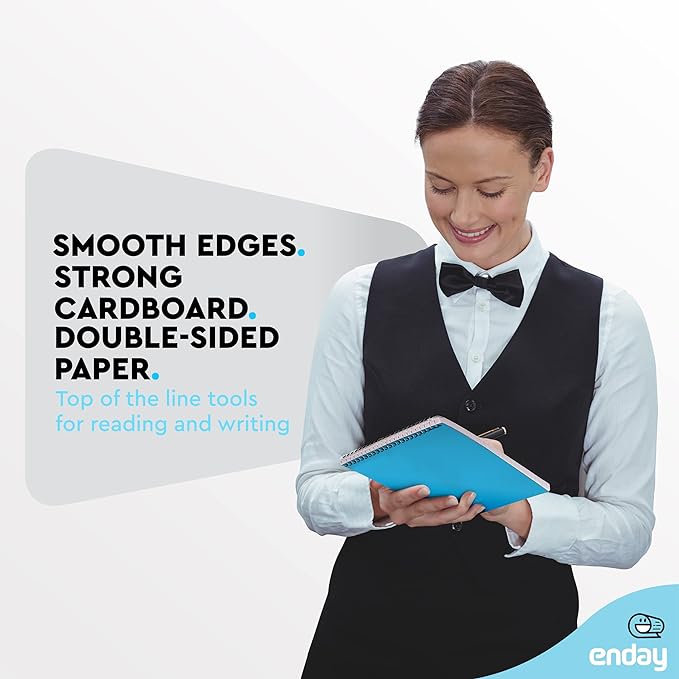 Enday Steno Pads Spiral 6x9 12 Pack, Gregg Rule White Paper, 80 Sheets Steno Notebook for writing in Pink, Purple, Green, Blue, Red, Grey, Multicolor