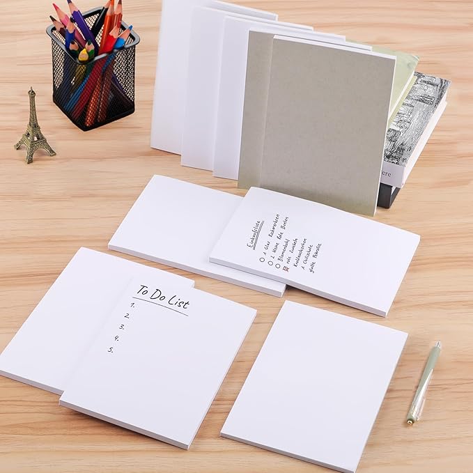 Note Pads 5.5x8.5 In, 10 Pack Blank Server Notepad, 50 Sheets Per Scratch Memo Pads for Grocery Shopping To Do Lists, Small White Paper for Writing Quick Notes Work Home Office