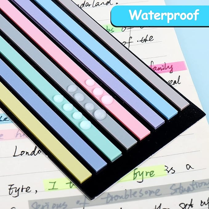 Juome 1280Pcs Highlighter Tape, Transparent Sticky Long Page Markers Tabs, Morandi Clear Highlighter Strips Flags Stickers, Book Tabs for Annotating Books Aesthetic Office School Study Supplies