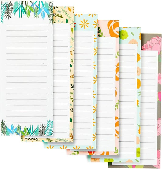 Juvale 6-Pack Magnetic Grocery List Pad for Fridge- Cute Shopping List Paper Note Pads for Refrigerator, To-Do Memos (6 Floral Designs, 60 Sheets Each)