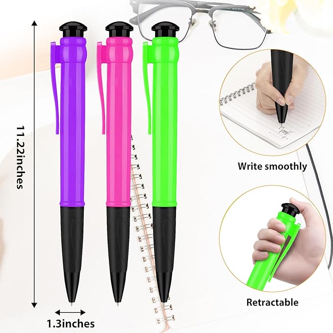 Jumbo Pens 11.3'' For Birthday Party Favors, Funny Party Favors Huge pens, Giant Pens Gag Gifts 3pcs Purle Green Pink