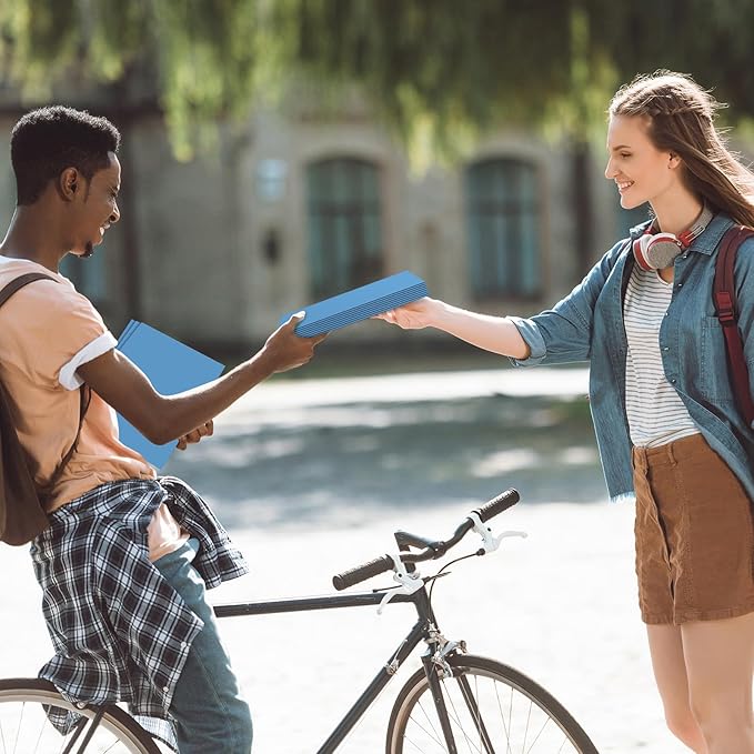 Jutom 50 Pcs 2 Pocket Glossy Paper Folders Glossy Paper Laminated Portfolios, Letter Size, Presentation Folders with Pockets for Office Teacher Worker Supplies(Light Blue)
