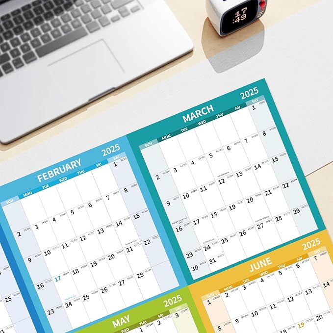 2025 Wall Calendar 34.8" x 22.8" Large Vertical Yearly Wall Hanging Calenda with Julian Date Thick Paper Calendar 12 Month Annual Wall Planner for Wall Office Fridge(Coloured)