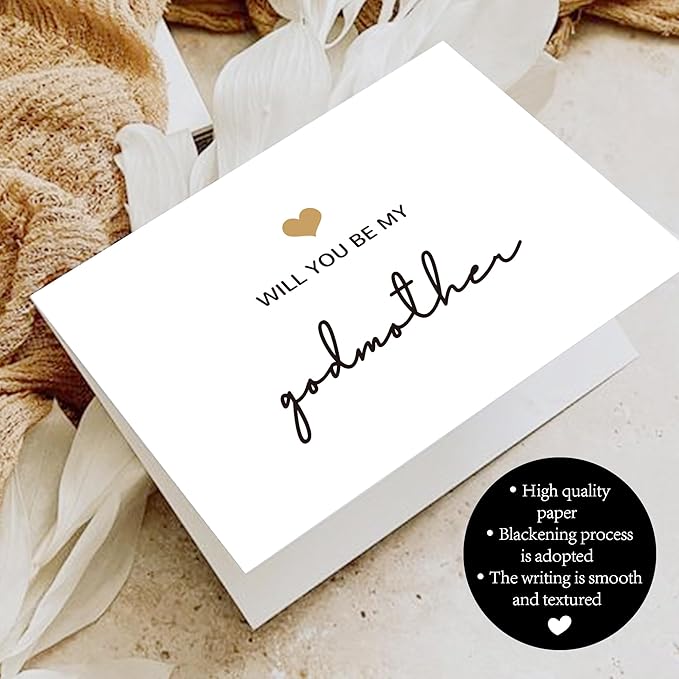 Will You Be My Godmother, God Mother's Proposal Card Gifts with Envelope, Cute Gifts for Godmother On Wedding Day.(Godmother B)