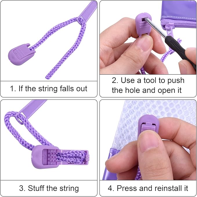 Zipper Pouch, Wisdompro 4 Packs Durable Letter Size Waterproof Mesh File Bag, Document Organizer - Blue/Purple