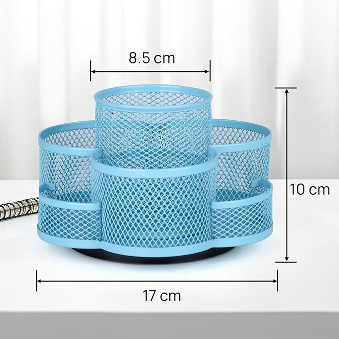 Pen Holder for Desk, Rotating Pencil Holder, Cup Holder for Desk Office Pen Organizer in Blue