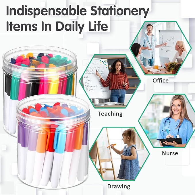 Ctosree 80 Pcs Mini Markers for Nurses Badge Mini Markers with Golf Keychain Clips Golf Ball Point for Office Classroom Supplies(Dry Erase)