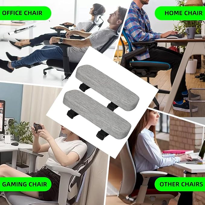 Memory Foam Office Chair Armrest Pads, Comfy Desk Chair Arm Rest Cover for Elbows and Forearms Pressure Relief(Set of 2)
