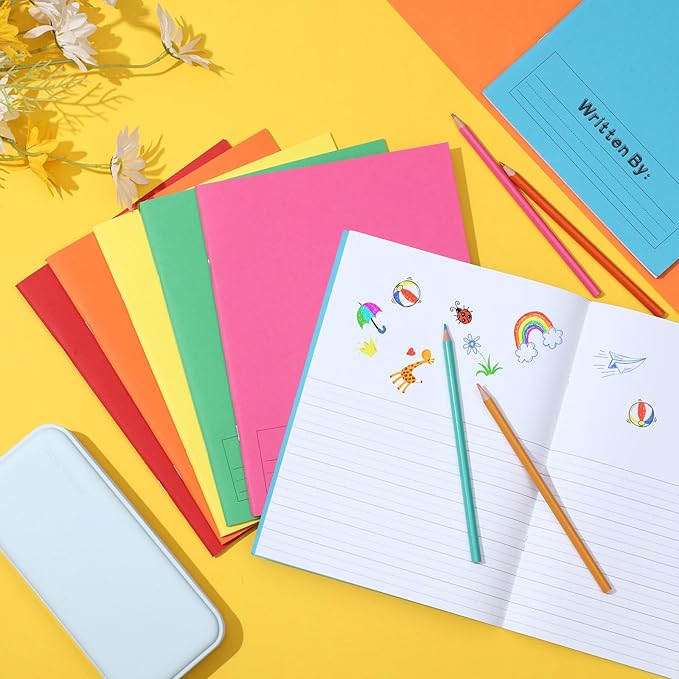 Henoyso 48 Pcs Primary Composition Notebook K-2 9 3/4 x 7 1/2 Inch Primary Journal Blank Writing Book for Kid to Write Draw and Journal 60 Page Notebook Back to School Supplies (Colorful)