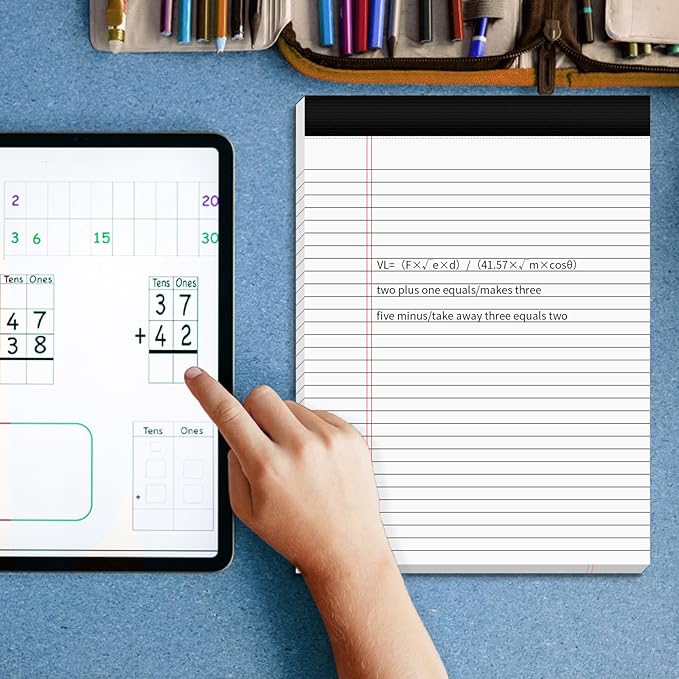 2-Pack Professional Legal Pads 8.5x11 Inches, Wide Ruled White Paper Perforated - 50 Sheets per Pad, Durable for Office, School & Legal Use
