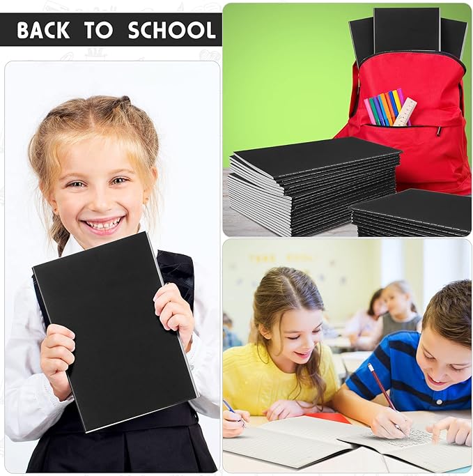 Handepo 100 Pack Composition Notebooks Ruled Lined Kraft Notebooks Bulk Soft Cover Journals Travel Diary Memo for Students Classroom Office Supplies(A5,Black)