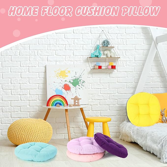 Gerrii 8 Pieces Floor Cushions for Kids Classroom Flexible Floor Seating Cushions Floor Pillows for Home School Kindergarten Daycare Nursery(Classic Color,Round)