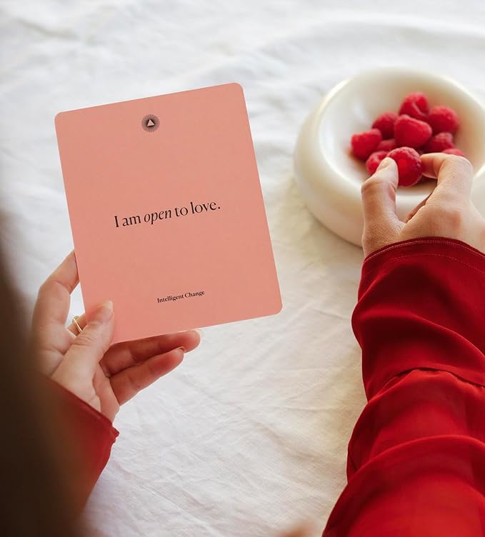 Intelligent Change 52 Mindful Affirmation Cards for Love and Relationships, Daily Words of Inspiration, Self Care Positive Affirmation Cards for Women with Stand, Gifts For Women, Mothers Day Gifts