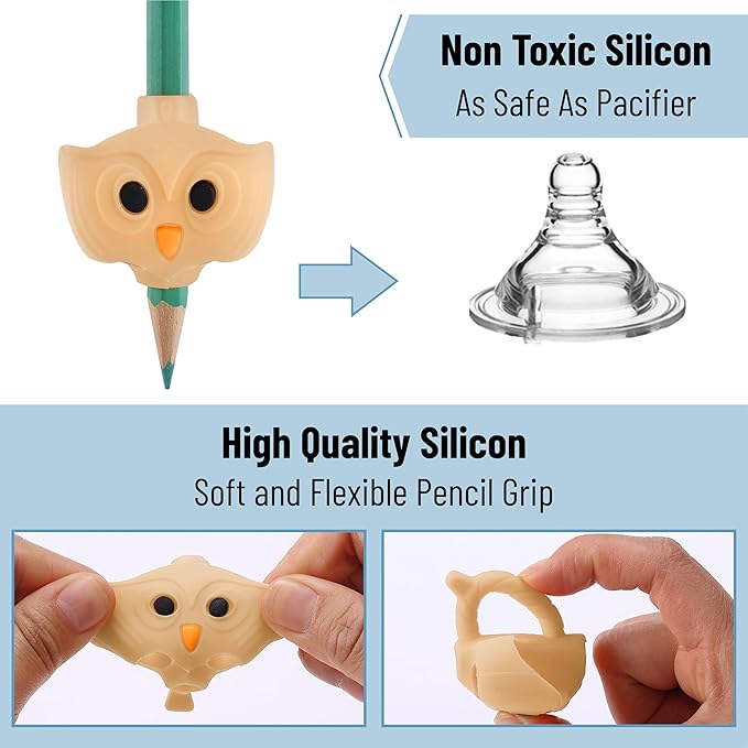 Mr. Pen- Owl Pencil Grips, 6 pcs, Morandi Colors Pencil Grips, Cute Pencil Grips, Pencil Grips for Kids Handwriting, Pencil Grips for Kids, Finger Grips for Pencils, Writing Aids for Kid