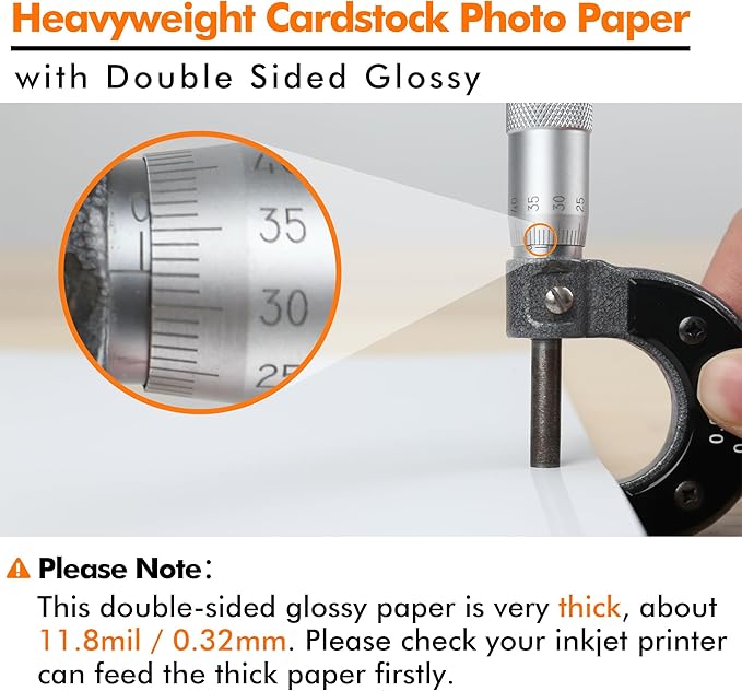 Koala Thick Photo Paper 8.5x11 Inches Heavyweight Double Sided High Glossy 100 Sheets 260gsm only Compatible with Inkjet Printer