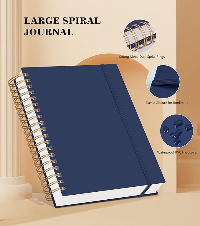 Spiral Notebook Journal,360 Pages College Ruled Notebook, Lined Thick Journals for Women Men,A5 Thick Spiral Journal for Writing,100GSM Paper, Spiral Notebooks for Work School 5.5"x8.5" Blue