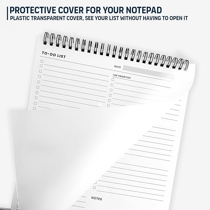 Of a Happy Kind To Do List Spiral Notepad 8.5x11 52 Sheets - Multiple Functional Sections - Daily Planner Notebook - Task Todo Checklist, Agenda Note Pad for Work