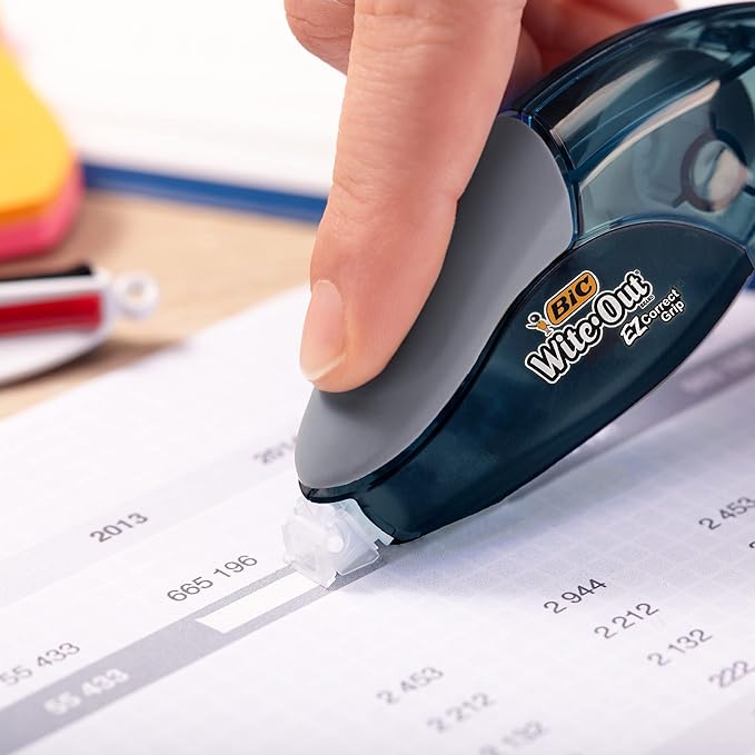 BIC Wite-Out Brand EZ Correct Grip Correction Tape, White, 6-Count