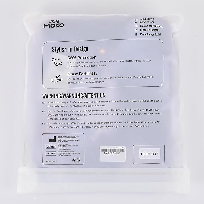 MoKo Laptop Sleeve Bag for 13.3-14 Inch, Notebook Carrying Case with Pocket Fits New MacBook Pro M3/M2 14" /13" M2/M1 Pro/M1 Max 14.2 2023-2021/Air 13.6" M2 2022, Surface Pro 9/8 13",Purple Starry Sky