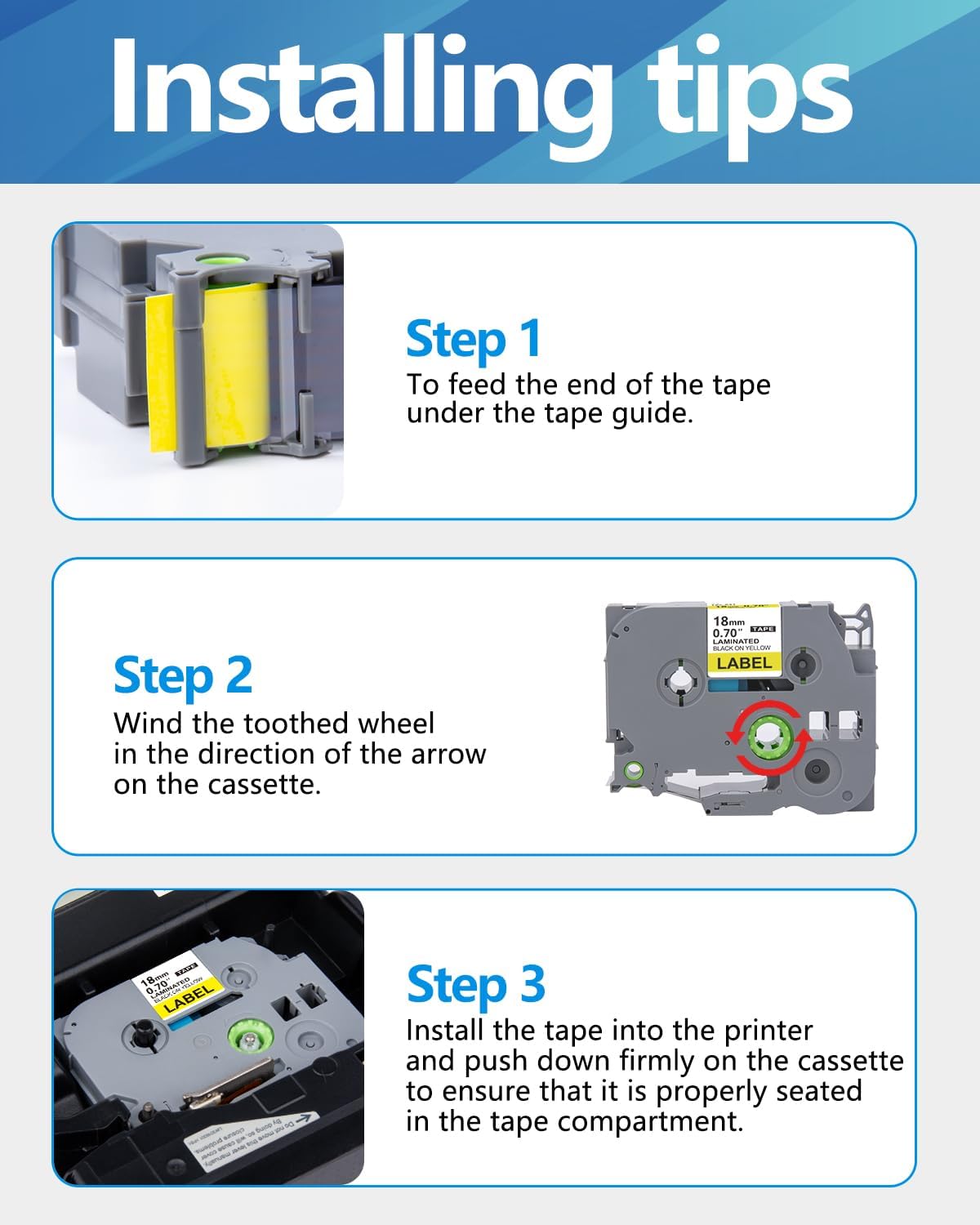 Weemay Compatible 3 Pack TZe-641 Replacement for Brother P-Touch Label Tape 18mm 0.7 Black on Yellow 3/4 TZe TZ Tape TZ-641 TZ641 TZe641 for PT-D400AD PT-D610BT PT-D600 PT-D410 Printer, 0.7" x 26.2'