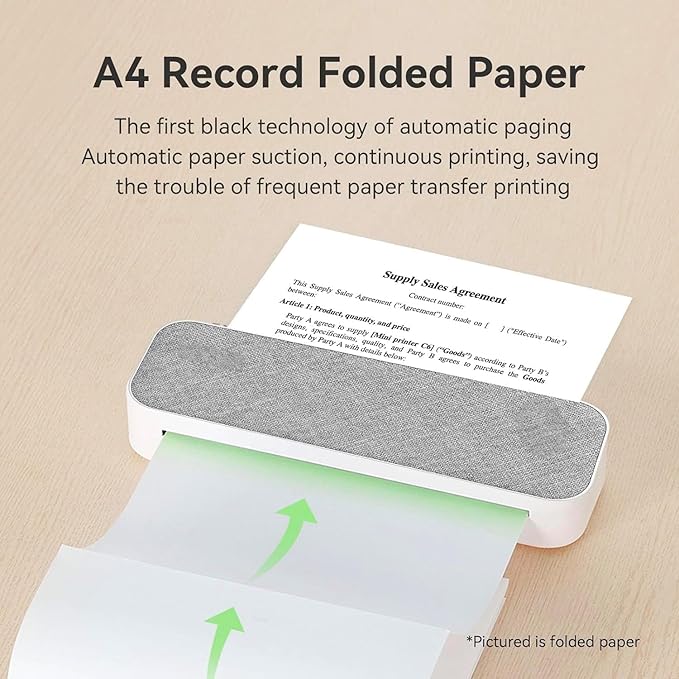 A4 Thermal Printer Paper 4 Roll, 8.3 inches Wide, Fax Paper, Compatible with PeriPage A40, M08F, MT810 and Other Portable Thermal Printers (4 Rolls | 8.3''x23')