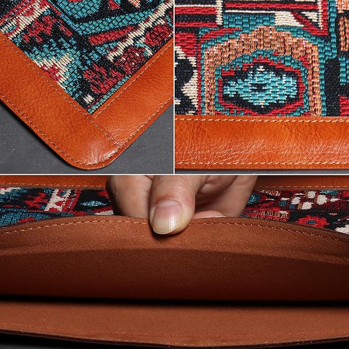 Laptop Sleeve 15.6-16 Inch for MacBook Pro/Max M4 M3 M2 M1,Genuine Leather Laptop Case Compatible MacBook Air 15 M3 M2,Laptop Protective Pouch,Brown
