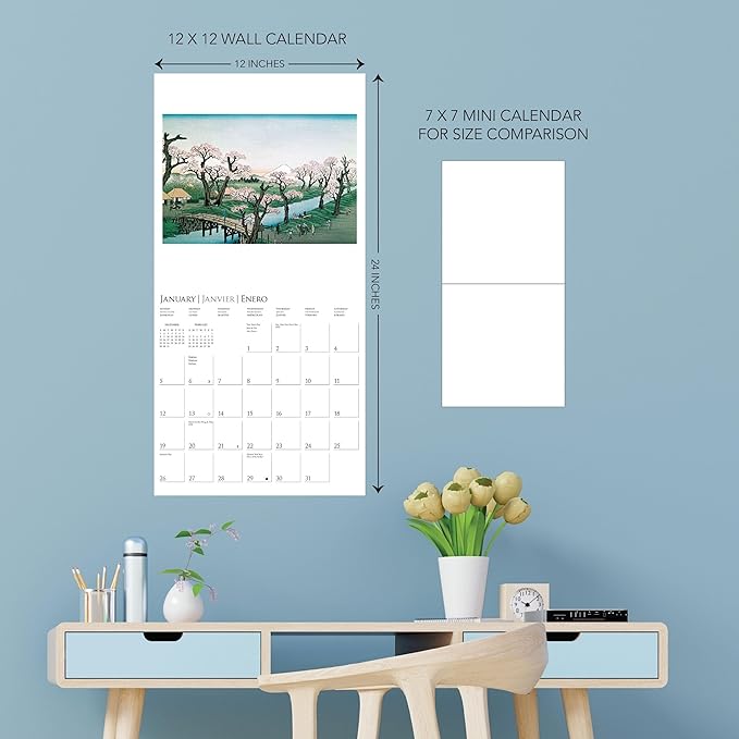 Graphique 2025 Japanese Art Collection Wall Calendar | 12” x 12” | Thick Paper | Home & Office Organizer | Large Monthly Grid | 3 Languages & Marked Holidays | 4 Month Preview Page for 2026