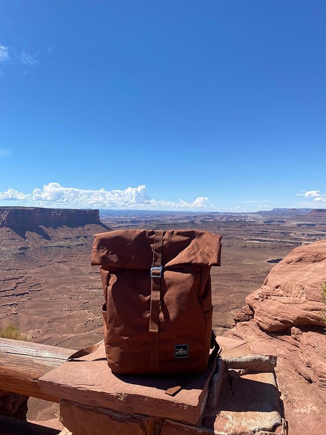 Skyway Luggage Rainier Rolltop Commuter Casual Daypack for Work or Hiking, Eco-Friendly, Made of 100% rPET Travel Laptop Bag for Women & Men, 20L, Moab Red