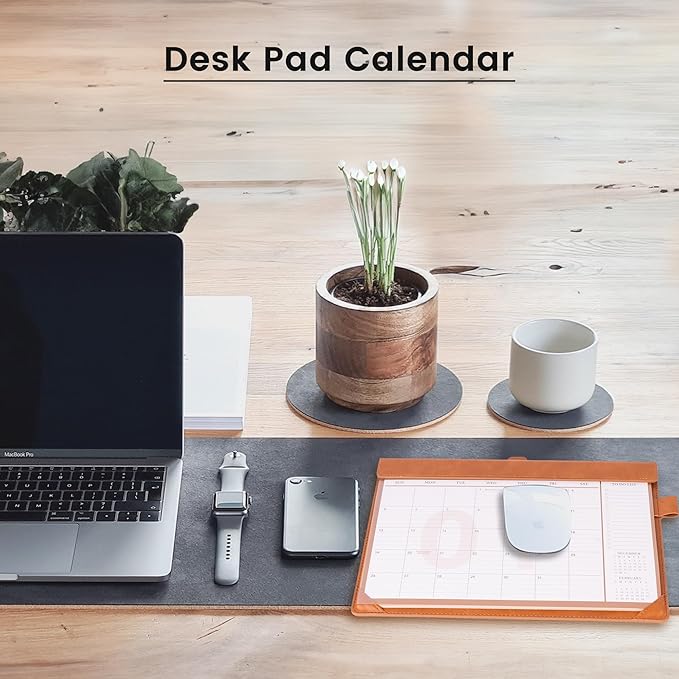 Desk Calendar 2025,12 Month Wall Calendar from Jan 2025-Dec 2025, Small Desk Calendar 12" x 8.5" with To-Do Lists, Leather Desk Pad Calendar with PVC Cover for Home School and Office,Black