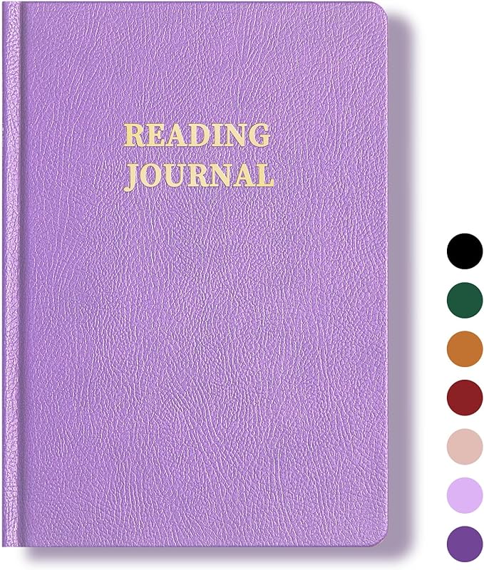 Reading Journal Book Lovers Gifts Book Journal Hardcover Leather For Readers Review and Track Your Reading with 65 Book Reviews, 5.8”x8.3”,LightPurple