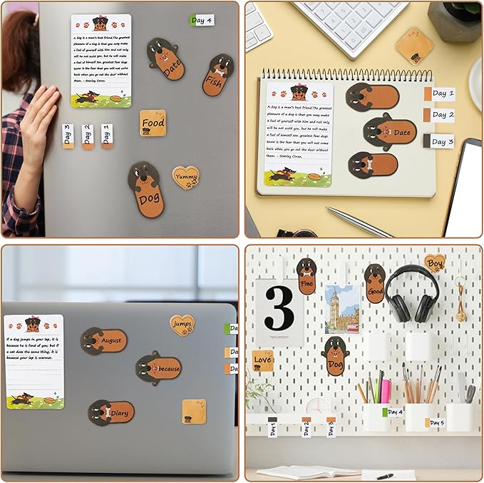 I Just Really Like Dachshund Sticky Notes Set, 550 Sheets Cute Cartoon Dachshund Self-Stick Notes Pads Animal Divider Tabs Bundle Writing Memo Pads Back to School Office Supplies Small Gift