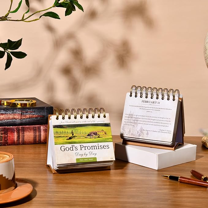 Motivational Calendar - Daily Bible Quote Calendar, 5.3" x 4.85", Undated Flip Calendar for Desk, Bible Verse Calendar, Perpetual Desk Calendar, Christian Desk Decor with Retro Thick Paper, Hardbound