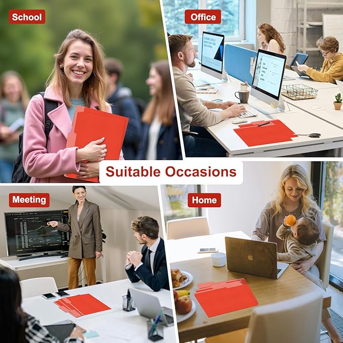 ViVin File Folder, 50 Pack Colored File Folders with 1/3-Cut Tabs, Fits 8.5 * 11 Letter Size Paper, Manilla Folders for Home Office School Documents(Red)