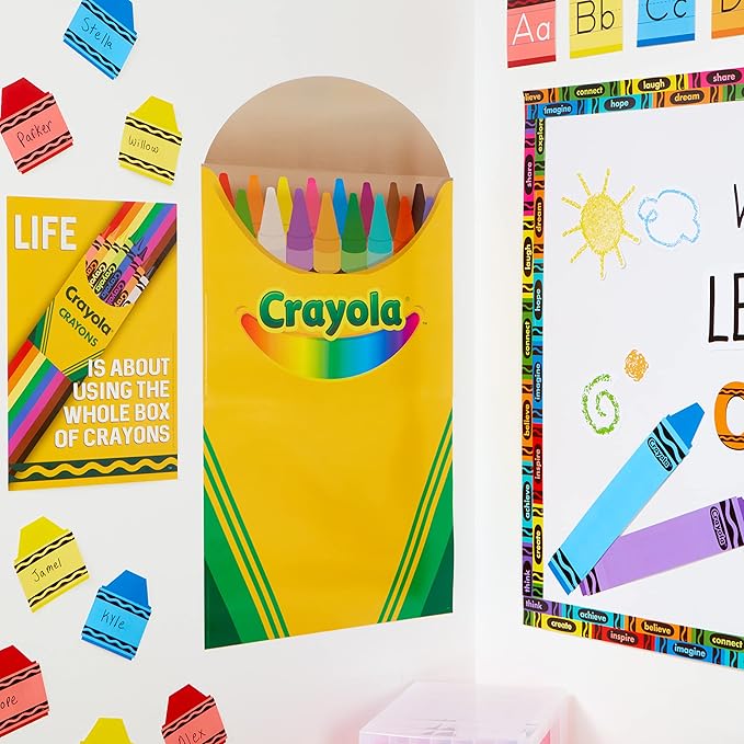 Eureka Crayola Crayons Paper Cut-Out Classroom Decorations for Teachers, 36 Pieces