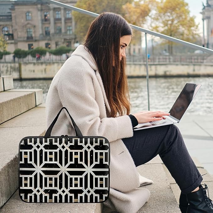 Universal Laptop Sleeve Tablet Case 12 inch, Vintage Geometrics Slim Carrying Case Durable Handbag Travel Laptop Bag for Surface Pro 9 8 7/Laptop Go 2 3, MacBook Air 11/12