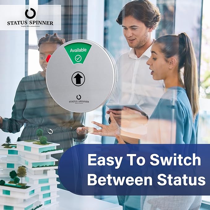 Out Of Office Sign for Door, 6 Options Status Private Sign, In a Meeting, Do Not Disturb, Working Remotely, In Out Sign Available and Away