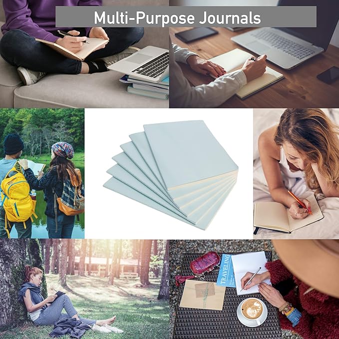 Simply Genius A5 Notebooks for Work, Travel, Business, School & More - College Ruled Notebook - Softcover Journals for Women & Men - Lined Note Books with 92 pages, 5.5" x 8.3" (Light Blue, 6 pack)