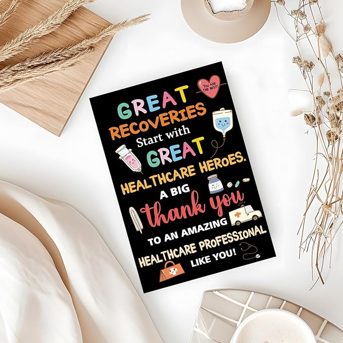 Thank You Card Gift for Nurses and Doctors – 8"x5.3" Healthcare Workers Appreciation Card with Envelope – Perfect for EMTs, Medical Staff, and Essential Healthcare Workers