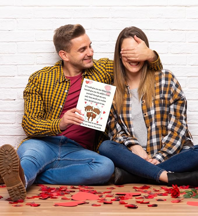 Valentines Day Gifts for Her Him, Love Card With Envelope,Valentine's Day Cards for Boyfriend Husband Fiance Girlfriend Wife Fiancee | Cute Otter Cards | Valentines Day Gifts