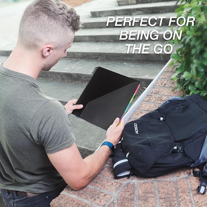 Samsill Left-Handed 10 Pocket Poly Project Organizer with 5 Dividers, File Folders Letter Size, Quick Access Front Pocket, Refillable Notepad, Erasable Write-On Tabs in Fashion Colors (Pack of 2)