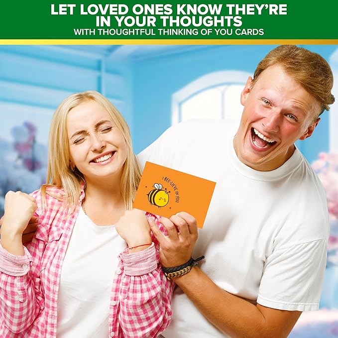 Decorably 24 Pack Assorted 6x4in Funny Thinking of You Cards with Envelopes and Stickers, 24 Unique Fun Designs Funny Cards with Printed Message Inside