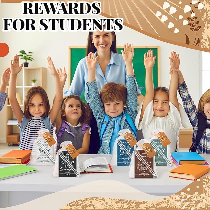 200 Pcs Bible Verse Sets Church Christian Gift Include 50 Scripture Notebooks 50 Bible Bamboo Pens 50 Thanks Tags 50 Organza Bags for Women Man Christian Party Gifts(Fresh Color,Classic)