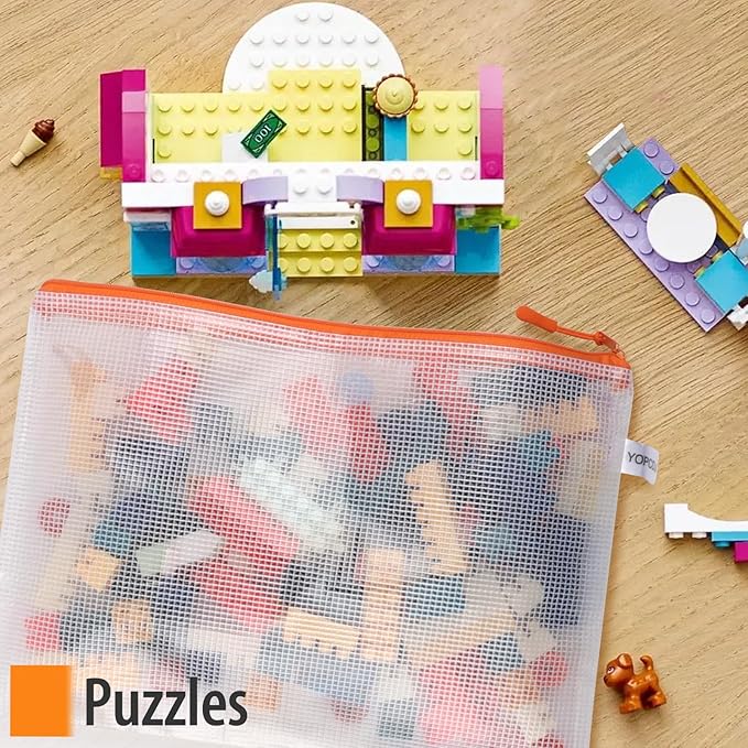 20PCS Mesh Zipper Pouch Bags, A4 13x9 Inches Waterproof Mesh Bags with Zipper, Plastic Zipper Pouch for Organizing, Mesh Bag for Travel Storage School Supplies, 8 Colors Assortment