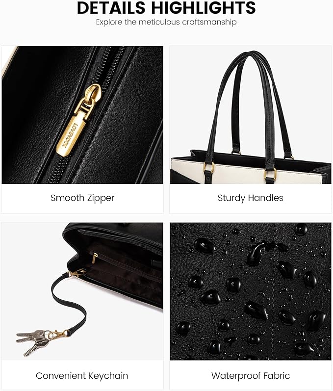 LOVEVOOK Laptop Bag for Women,15.6 Inch Laptop Tote Bag for Women,Vintage Leather Work Tote Bags Computer Teacher Bag,Waterproof Business Bag Office Briefcase