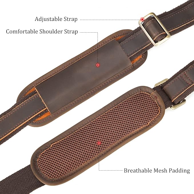 Polare X-Large 18" Full Grain Leather Briefcase For Men Business Travel Case Messenger Bag Fits 17.3" Laptop